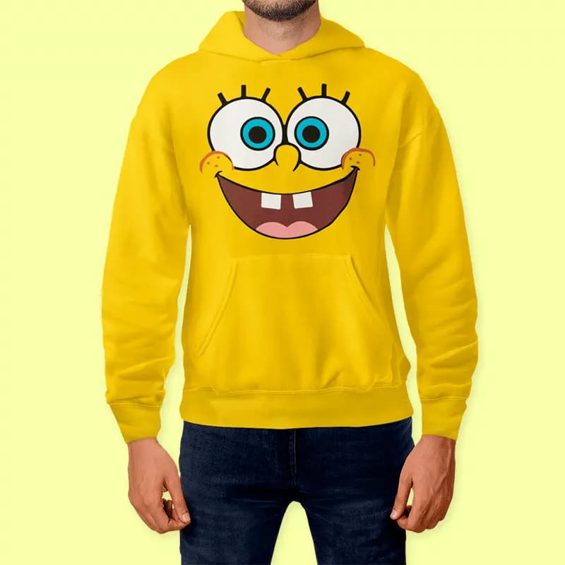 Polerón Personalizado de Bob Esponja Amarillo Tipo Canguro